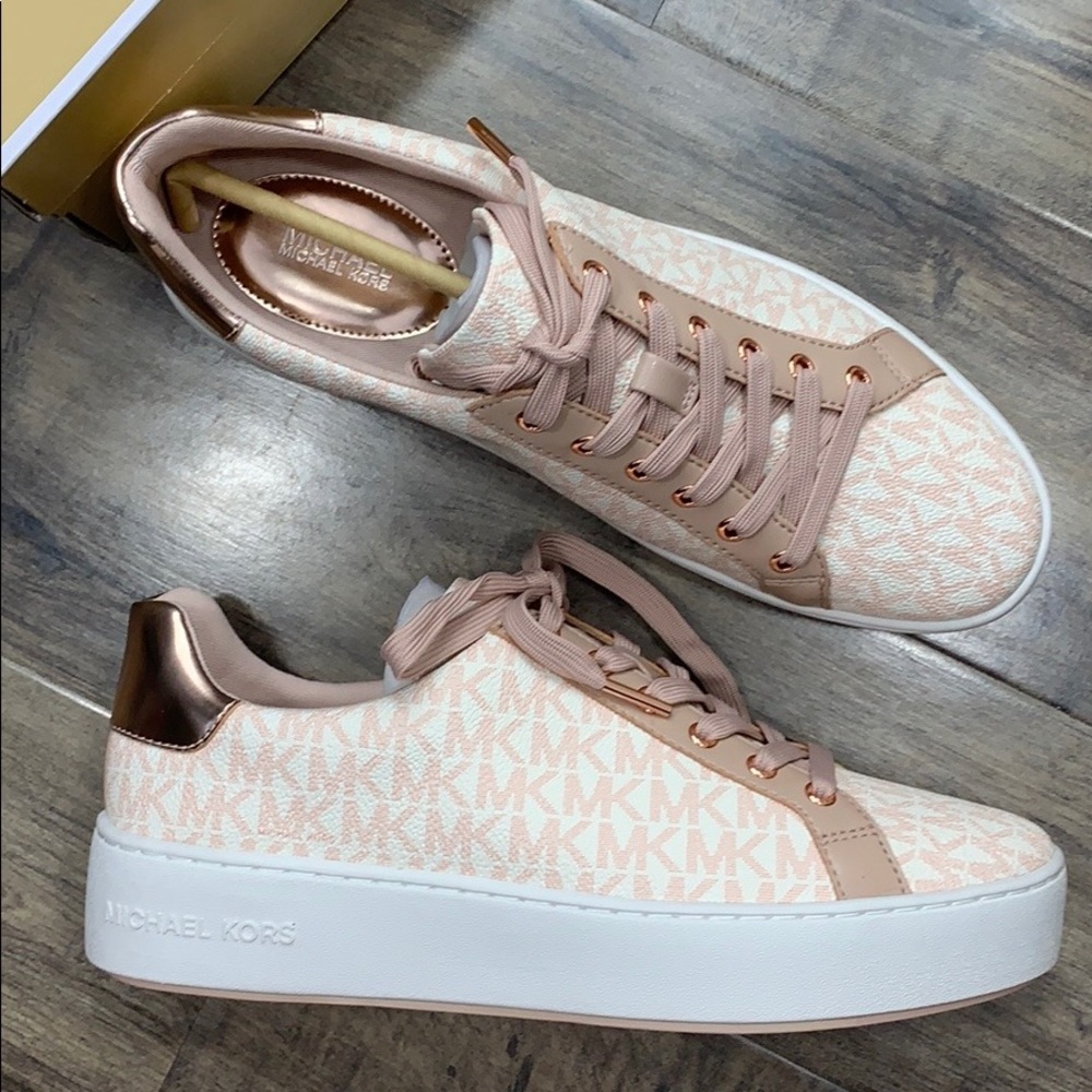 MICHAEL KORS POPPY LACE UP MINI MK LOGO PVC PINK - Picture 9 of 16
